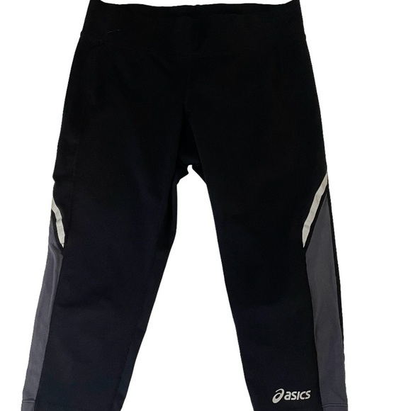 ASICS Capri Leggings Black Gray SZ Med - Picture 4 of 6